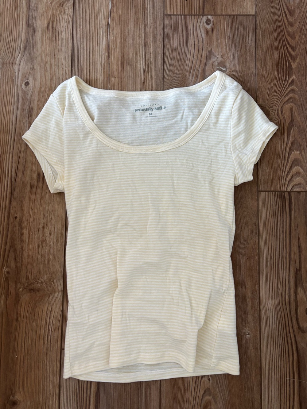 Aeropostale, yellow and white striped shirt